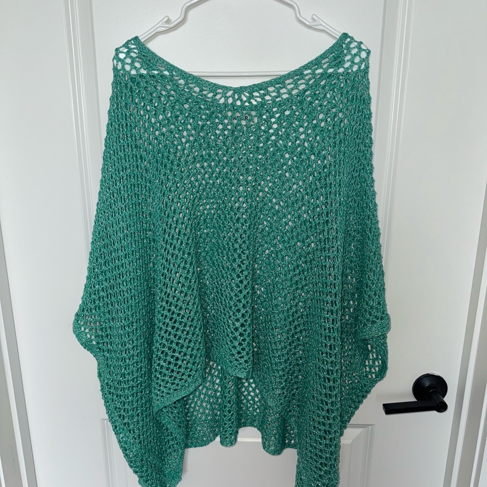 ADORA Teal Knit Poncho